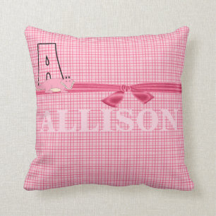 Coussin Alligator rose "A" Monogrammé pour enfant