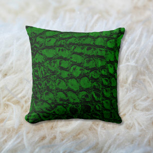 Coussin Alligator Vert Faux Cuir