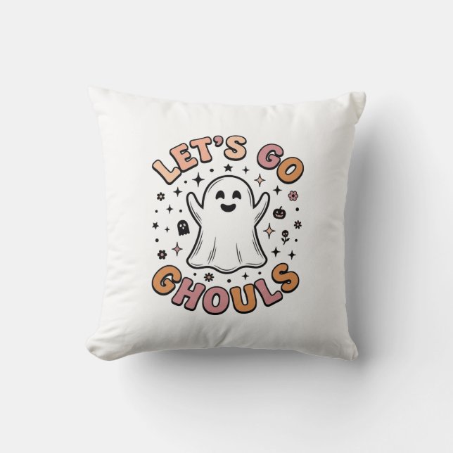 Coussin Allons-y les fantômes Halloween Mignon Fantôme  (Recto)