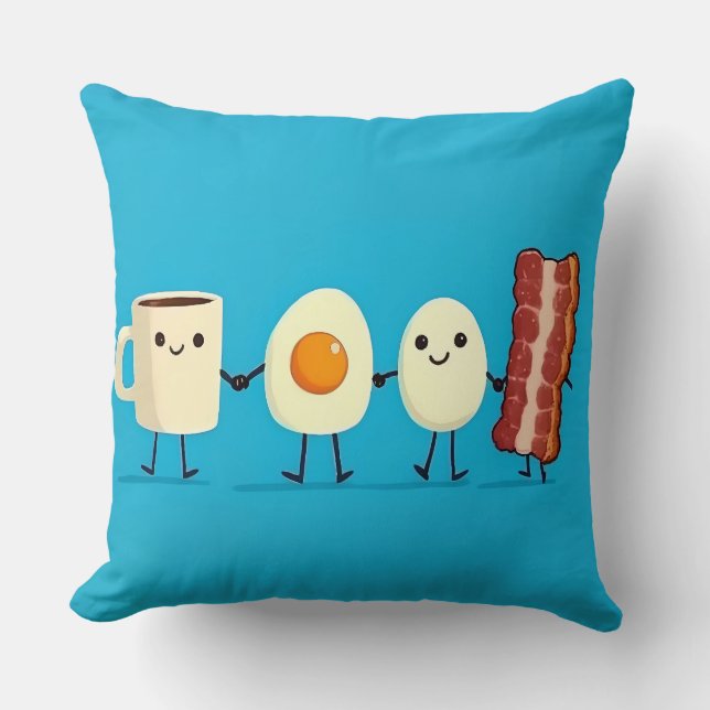 Coussin Allons-y tous prendre le petit déjeuner (Recto)
