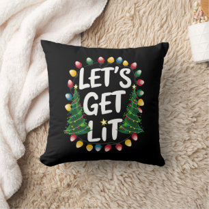 Coussin Allumons-nous Drôle de Noël Boire Lumières de Noël