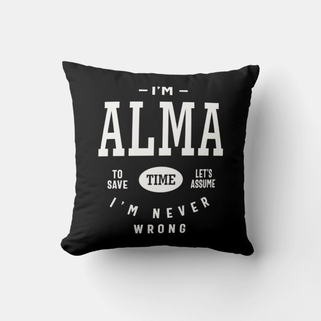 Coussin Alma Nom personnalisé Anniversaire (Recto)