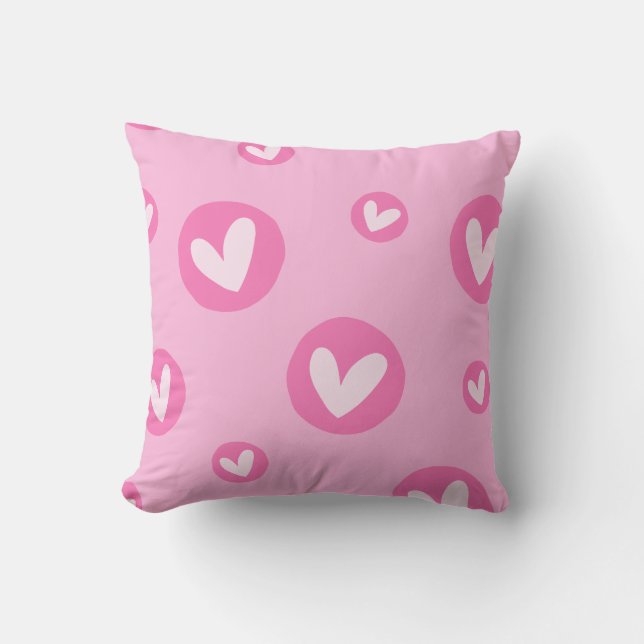 Coussin Almofada Decorativa Moderna Corações Rosa (Recto)