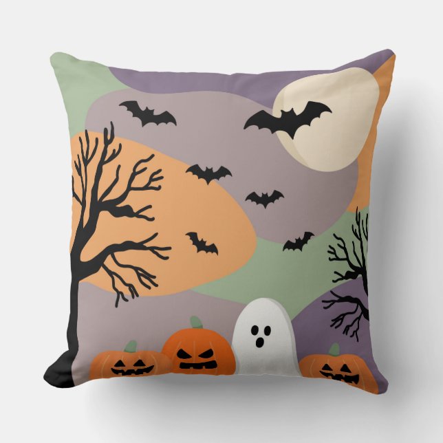 Coussin Almofada noite de halloween abóboras e fantasmas (Recto)