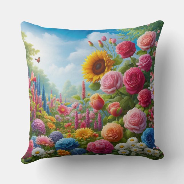 Coussin almofada quadrada estampa de rosas (Verso)