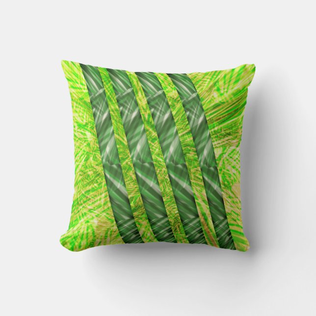 Coussin Almofada verde riscada, desenho de faixa ou fitas (Recto)