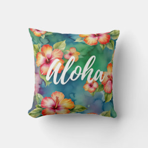 Coussin Aloha beau motif de fleur d'hibiscus Hawaï