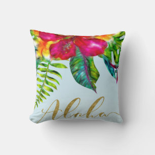 Coussin Aloha Bright Electric Pop Tropical Floral