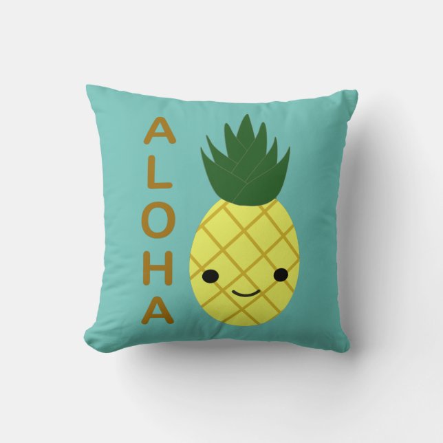 Coussin Aloha Cute Kawaii Ananas (Recto)