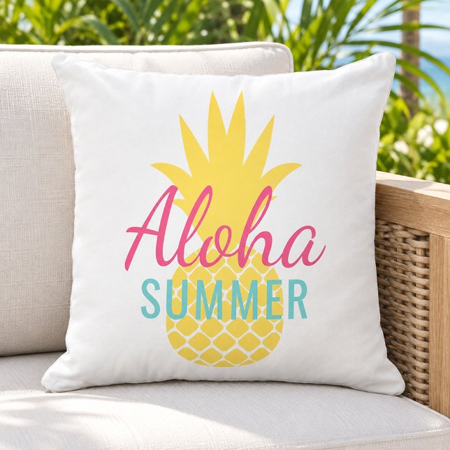 Coussin Aloha Été Jaune Ananas Tropical (Créateur téléchargé)