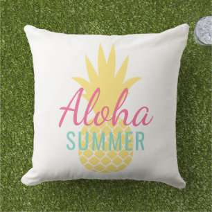 Coussin Aloha Été rose Ananas jaune