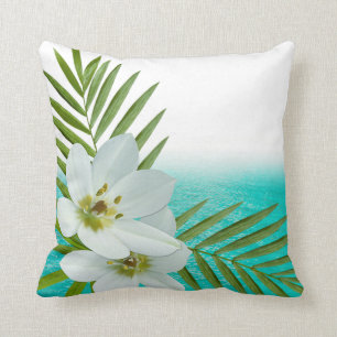 Coussin Aloha fleurs tropicales de plage
