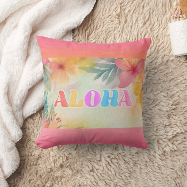 Coussin Aloha Hawaiian Floral Aquarelle (Couverture)
