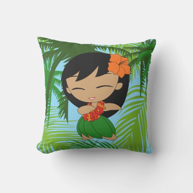 Coussin Aloha Honeys Hawaiian Hula Girl réversible (Recto)