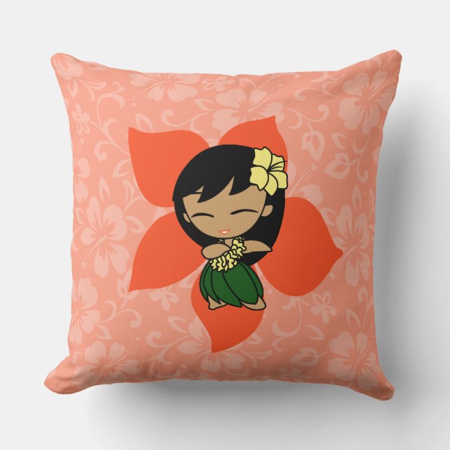 Coussin Aloha Honeys Hibiscus hawaïen Vintage Hula Girl (Recto)