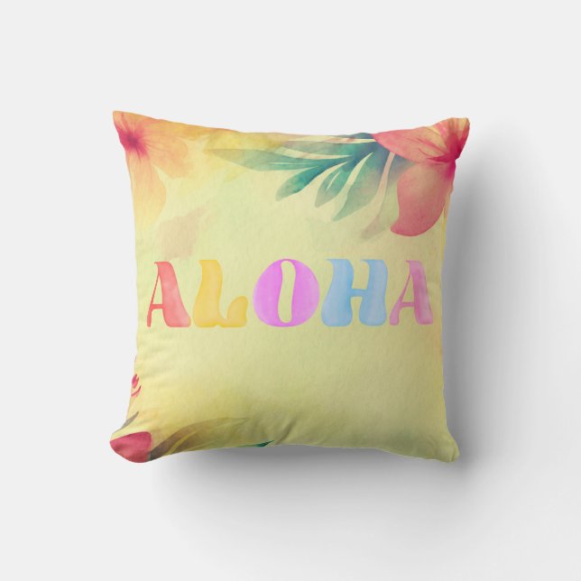 Coussin Aloha Pretty Hawaiian Floral Print (Recto)