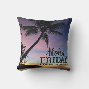Coussin Aloha Vendredi Bonjour Week-end Palm Tree Print