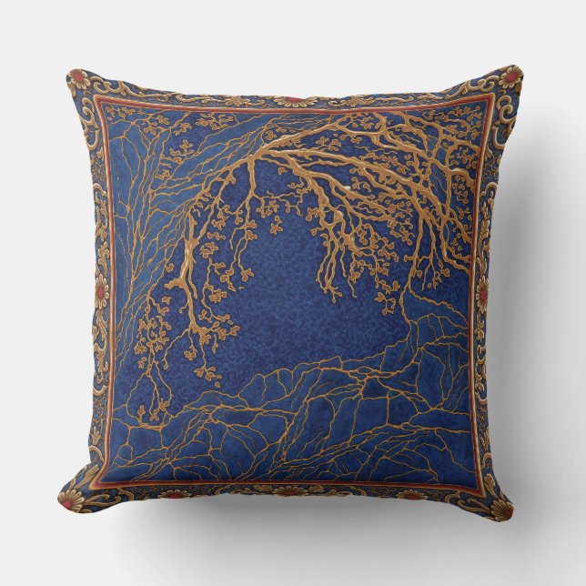 Coussin Alpes françaises Bleu Or + Cornaline  (Recto)