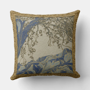 Coussin Alpes françaises Or Argent + Lapis