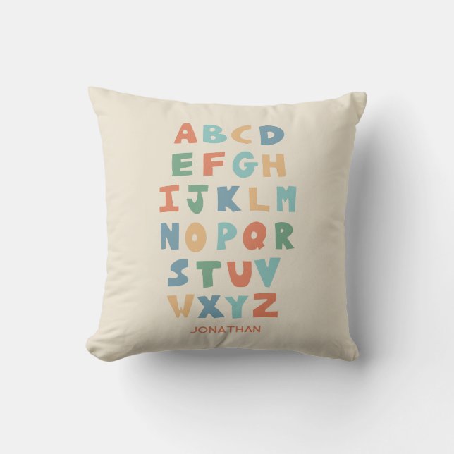 Coussin Alphabet ABC moderne Décor personnalisé pour enfan (Recto)