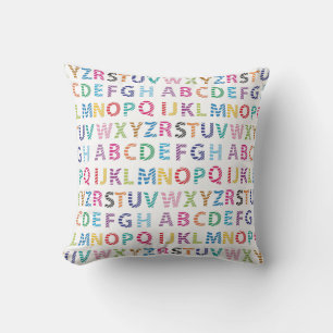 Coussin Alphabet arc-en-ciel mignon