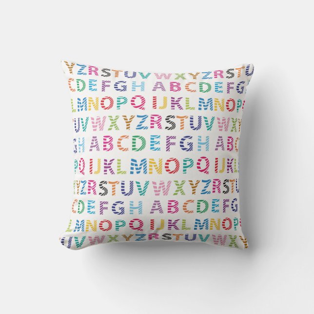 Coussin Alphabet arc-en-ciel mignon (Recto)