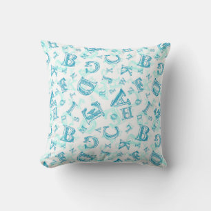 Coussin Alphabet bleu Jeu d'oreiller