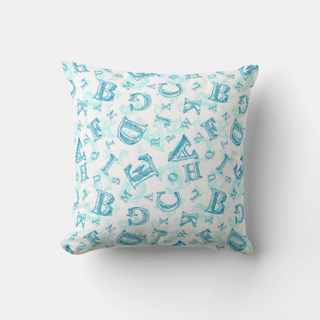Coussin Alphabet bleu Jeu d'oreiller (Recto)