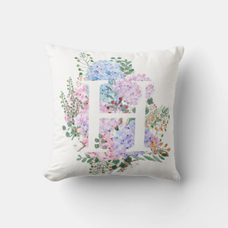 Coussin alphabet botanique h fleurs d'hydrangée
