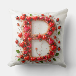 Coussin Alphabet Créatif Lettre B avec Formes de Cœur