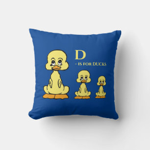 Coussin Alphabet D est pour Canards mignons Animaux Enfant