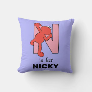 Coussin Alphabet d'Elmo   N Rose