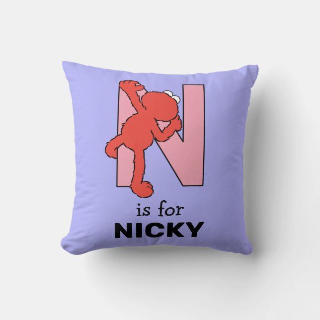 Coussin Alphabet d'Elmo | N Rose (Recto)