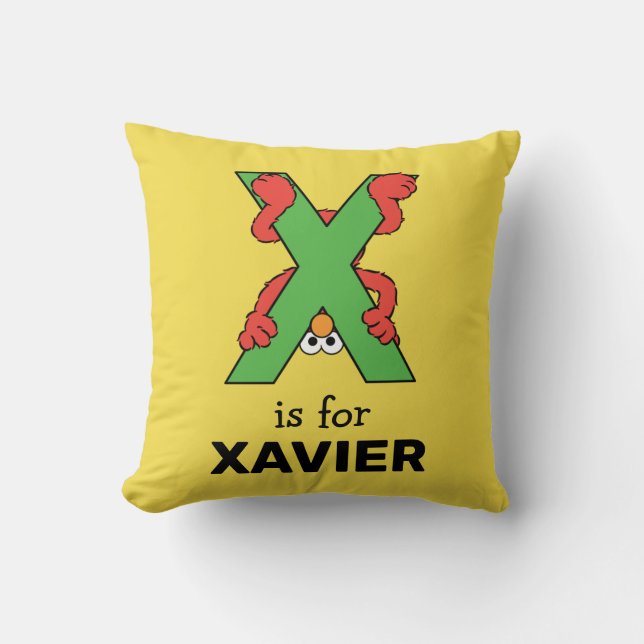 Coussin Alphabet d'Elmo | X Vert (Recto)