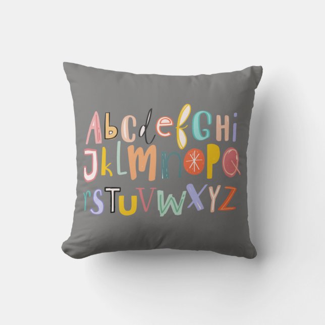 Coussin Alphabet enfants typographie cool (Recto)