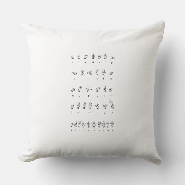 Coussin Alphabet Numbe de langue des signes américaine de (Recto)