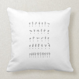 Coussin Alphabet Numbe de langue des signes américaine de