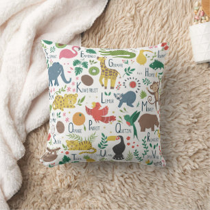 Coussin Alphabet tropical pour enfants
