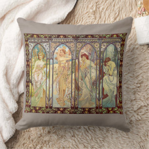 Coussin Alphonse Mucha - Les heures du jour