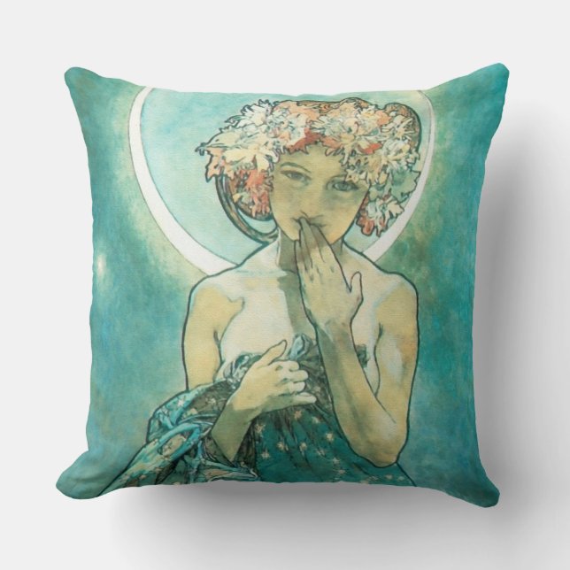 Coussin Alphonse Mucha Lune Clair De Lune Art Nouveau (Recto)