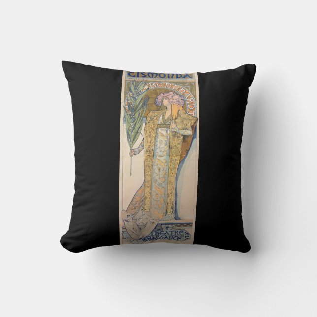 Coussin Alphonse Mucha - Sarah Bernhard Peinture (Recto)
