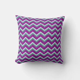 Coussin Aluminium et motif de zigzag magenta de Teal