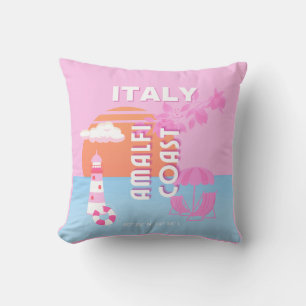 Coussin Amalfi Coast Travel Art, Preppy Travel, Rose