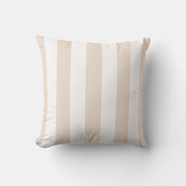 Coussin Amande Beige et Blanc Awen Stripes (Recto)