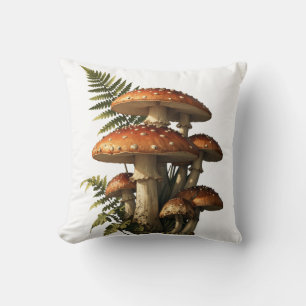 Coussin Amanites rouges avec fougère botanique