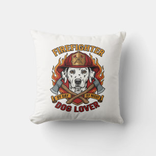 Coussin Amant de chien pompier Dalmatien Casque de pompier