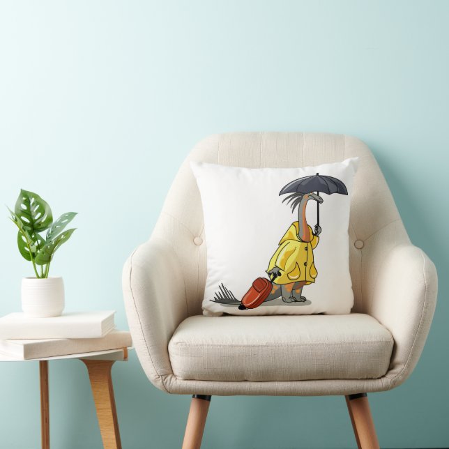 Coussin Amargasaurus Portant Un Parapluie Et Une Valise. (Chaise)