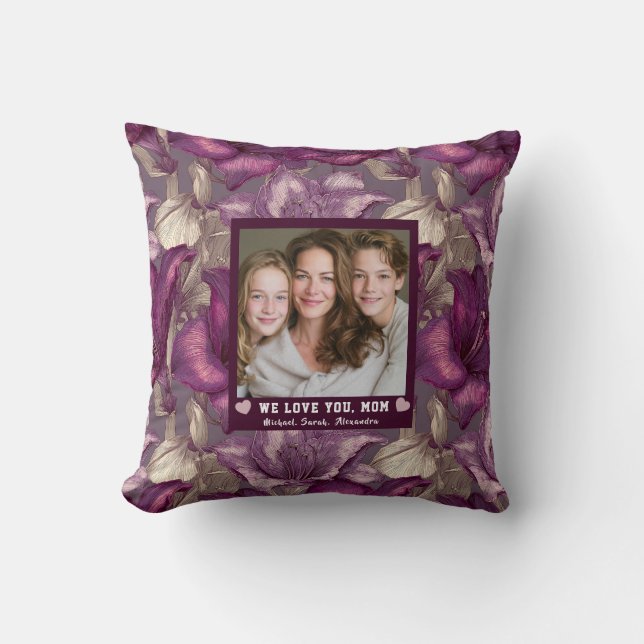 Coussin Amaryllis Belle-Mère Mère Décor Rustique Floral (Recto)