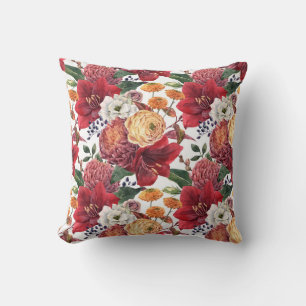 Coussin Amaryllis et Chrysanthèmes Motif floral