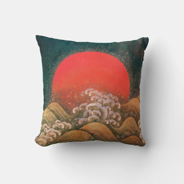 Coussin AMATÉRASU, SOLEIL GODDESS rouge, brun noir (Recto)